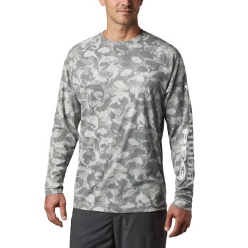 Columbia Sweater Heren, PFG Terminal Deflector Printed Long Sleeve Grijs Camo, 16JWKBIHP